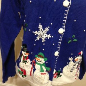 Christmas sweater blue snowman